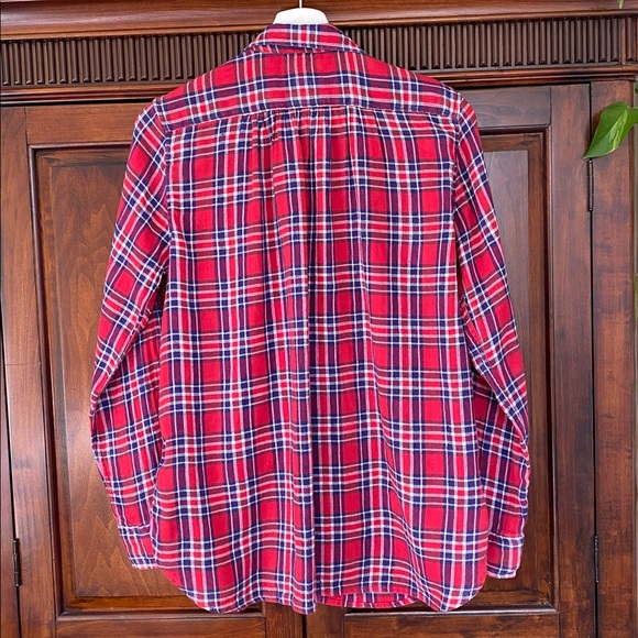 Ralph Lauren RL Utility linen cotton blend plaid shirt button front tunic hem M - Picture 2 of 12